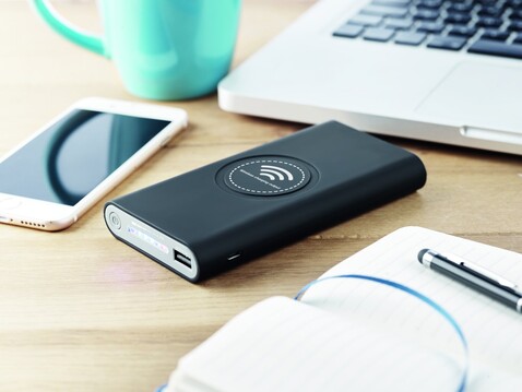 Wireless Powerbank Typ C - Schwarz bedrucken, Art.-Nr. MO9238-03 Wireless Powerbank Typ C - Schwarz bedrucken, Art.-Nr. MO9238-03