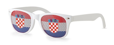 Fan Sonnenbrille - Weiß/blau bedrucken, Art.-Nr. MO9275-36