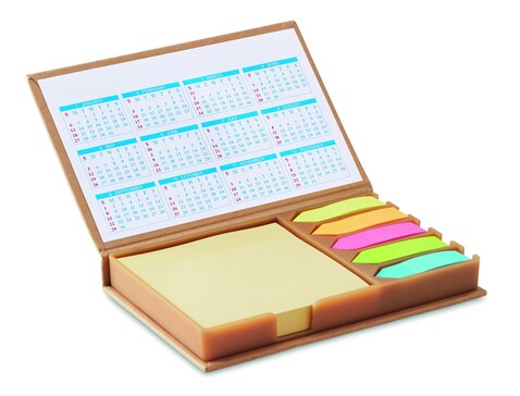 Notizzettelhalter mit Kalender - Beige bedrucken, Art.-Nr. MO9394-13