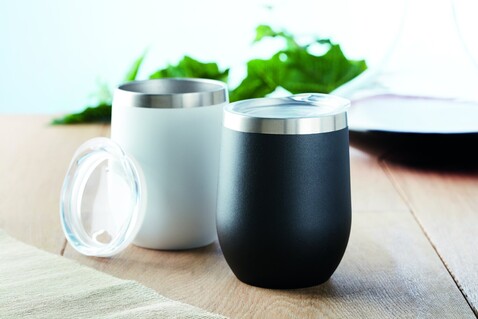 Doppelwandiger Trinkbecher - Schwarz bedrucken, Art.-Nr. MO9597-03