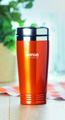Doppelwandiger Trinkbecher - Orange bedrucken, Art.-Nr. MO9618-10