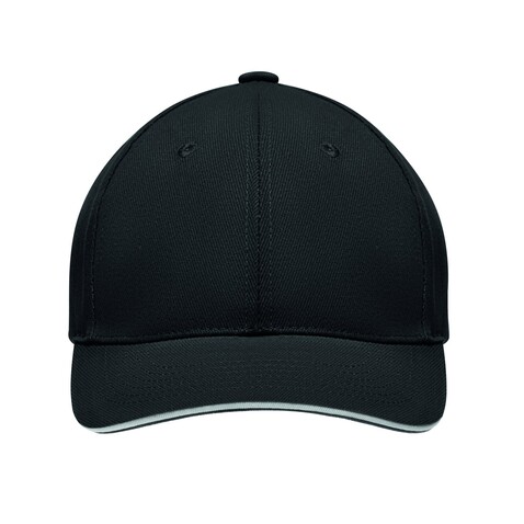 Baseball cap 6 panels 270g/m² - Weiß/schwarz bedrucken, Art.-Nr. MO9643-33