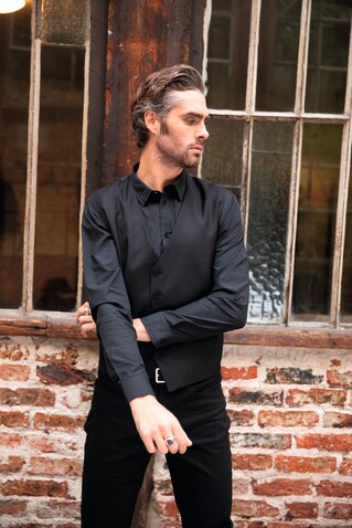 BLAISE MEN SHIRT - Deep Black bedrucken, Art.-Nr. N03182-DB-XXL