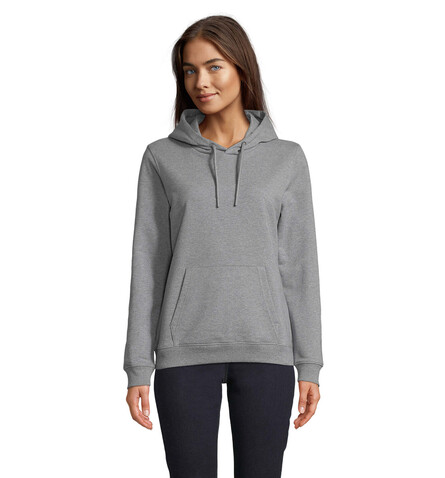 NICHOLAS WOMEN HOODED SWEAT - Gray Melanged bedrucken, Art.-Nr. N03197-MM-XL