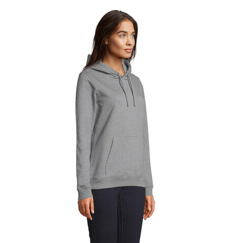 NICHOLAS WOMEN HOODED SWEAT - Gray Melanged bedrucken, Art.-Nr. N03197-MM-XL