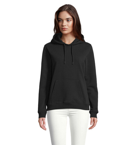 NICHOLAS WOMEN HOODED SWEAT - Deep Black bedrucken, Art.-Nr. N03197-DB-XXL