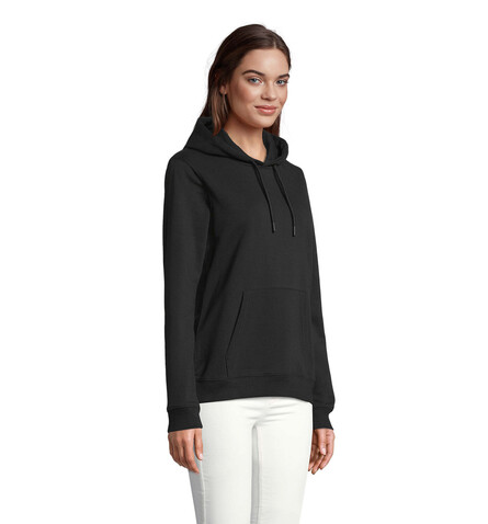 NICHOLAS WOMEN HOODED SWEAT - Deep Black bedrucken, Art.-Nr. N03197-DB-XXL