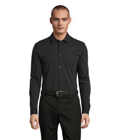 BALTHAZAR MEN SHIRT - Deep Black bedrucken, Art.-Nr. N03198-DB-M