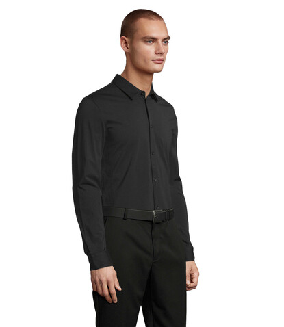 BALTHAZAR MEN SHIRT - Deep Black bedrucken, Art.-Nr. N03198-DB-M