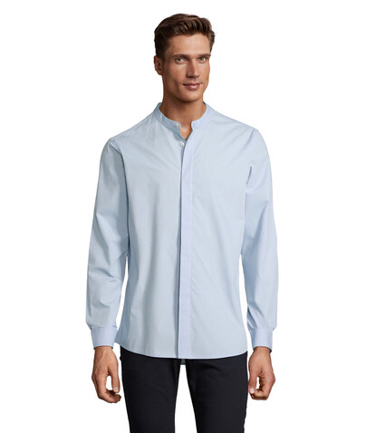 BART MEN MAO COLLAR SHIRT - Soft Blue bedrucken, Art.-Nr. N03792-EU-5XL BART MEN MAO COLLAR SHIRT - Soft Blue bedrucken, Art.-Nr. N03792-EU-5XL