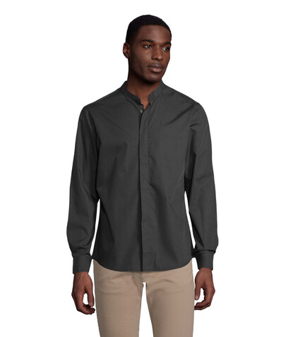 BART MEN MAO COLLAR SHIRT - Deep Black bedrucken, Art.-Nr. N03792-DB-XL BART MEN MAO COLLAR SHIRT - Deep Black bedrucken, Art.-Nr. N03792-DB-XL