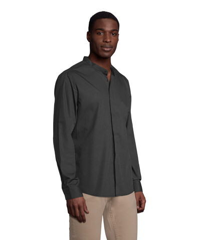 BART MEN MAO COLLAR SHIRT - Deep Black bedrucken, Art.-Nr. N03792-DB-XL BART MEN MAO COLLAR SHIRT - Deep Black bedrucken, Art.-Nr. N03792-DB-XL