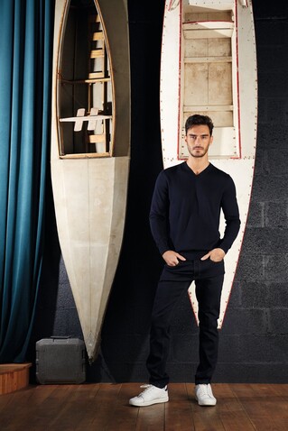SULLIVAN MEN V-NECK SWEATER - Night bedrucken, Art.-Nr. N03987-NH-L SULLIVAN MEN V-NECK SWEATER - Night bedrucken, Art.-Nr. N03987-NH-L