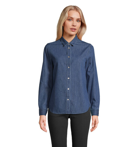 BENNETT WOMEN DENIM SHIRT - Light Oxford bedrucken, Art.-Nr. N04797-LO-S