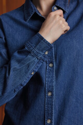BENNETT WOMEN DENIM SHIRT - Light Oxford bedrucken, Art.-Nr. N04797-LO-S