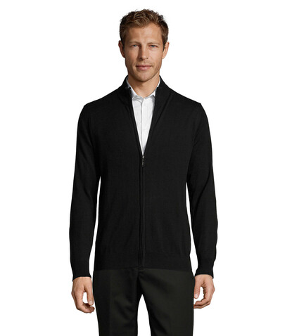 GORDON MEN ZIPPED CARDIGAN - Schwarz bedrucken, Art.-Nr. S00548-BK-XXL GORDON MEN ZIPPED CARDIGAN - Schwarz bedrucken, Art.-Nr. S00548-BK-XXL