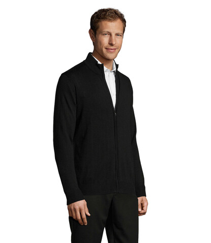 GORDON MEN ZIPPED CARDIGAN - Schwarz bedrucken, Art.-Nr. S00548-BK-XXL GORDON MEN ZIPPED CARDIGAN - Schwarz bedrucken, Art.-Nr. S00548-BK-XXL