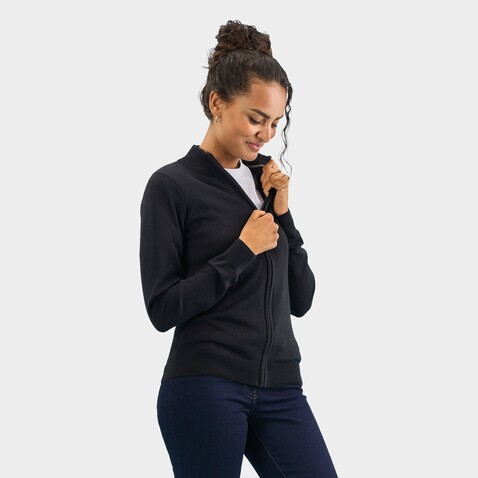GORDON WOMEN ZIP CARDIGAN - Schwarz bedrucken, Art.-Nr. S00550-BK-XL GORDON WOMEN ZIP CARDIGAN - Schwarz bedrucken, Art.-Nr. S00550-BK-XL