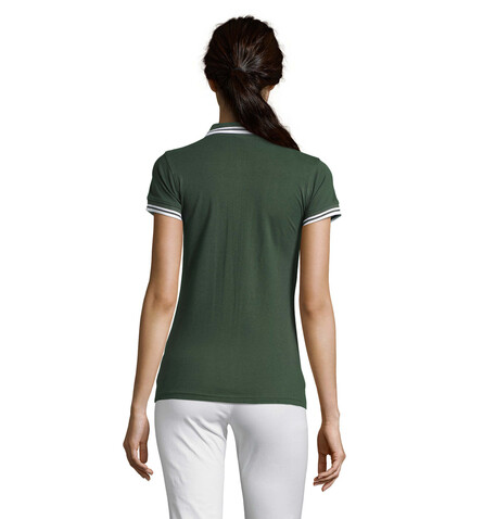 PASADENA Damen Polo 200g - Forest Green/White bedrucken, Art.-Nr. S00578-FE-M