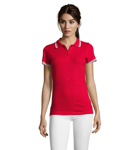 PASADENA Damen Polo 200g - Rot / Weiß bedrucken, Art.-Nr. S00578-RE-S PASADENA Damen Polo 200g - Rot / Weiß bedrucken, Art.-Nr. S00578-RE-S