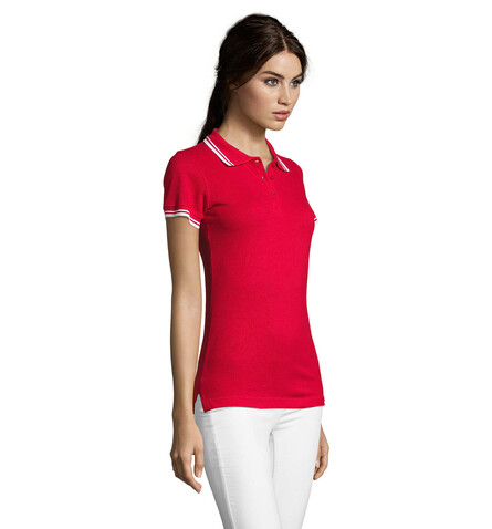 PASADENA Damen Polo 200g - Rot / Weiß bedrucken, Art.-Nr. S00578-RE-S PASADENA Damen Polo 200g - Rot / Weiß bedrucken, Art.-Nr. S00578-RE-S