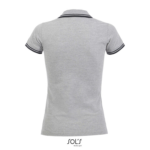 PASADENA Damen Polo 200g - Grey Melange/ French Navy bedrucken, Art.-Nr. S00578-GF-XL