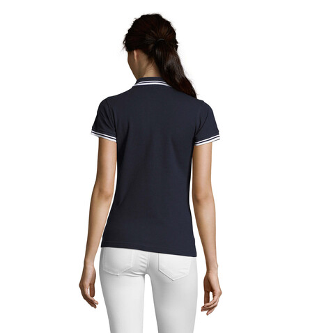 PASADENA Damen Polo 200g - Französische Marine/weiß bedrucken, Art.-Nr. S00578-FW-XXL