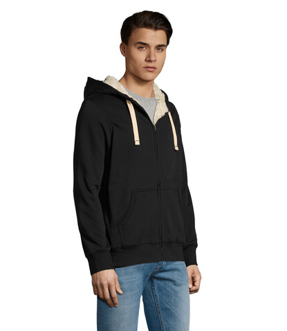 SHERPA UNISEX ZIPPED JACKET - Schwarz bedrucken, Art.-Nr. S00584-BK-L