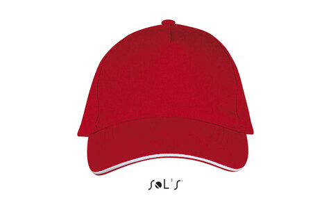 LONG BEACH FIVE PANEL CAP - Rot / Weiß bedrucken, Art.-Nr. S00594-RE-M LONG BEACH FIVE PANEL CAP - Rot / Weiß bedrucken, Art.-Nr. S00594-RE-M
