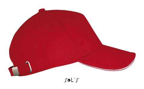 LONG BEACH FIVE PANEL CAP - Rot / Weiß bedrucken, Art.-Nr. S00594-RE-M LONG BEACH FIVE PANEL CAP - Rot / Weiß bedrucken, Art.-Nr. S00594-RE-M