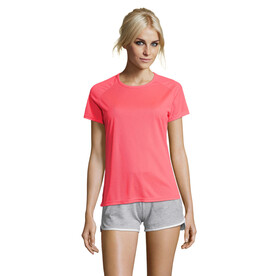 SPORTY DAMENT-SHIRT  140g - Neon Coral bedrucken, Art.-Nr. S01159-NC-XL