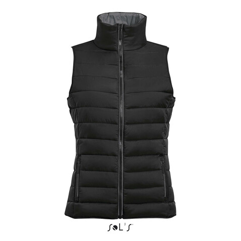 WAVE DAMEN BODYWARMER 180g - Schwarz bedrucken, Art.-Nr. S01437-BK-S
