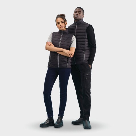 WAVE DAMEN BODYWARMER 180g - Schwarz bedrucken, Art.-Nr. S01437-BK-S