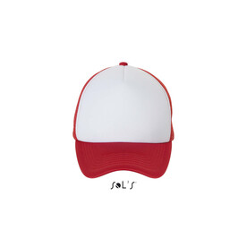BUBBLE CAP POLYESTER - Weiß / Rot bedrucken, Art.-Nr. S01668-WR-M