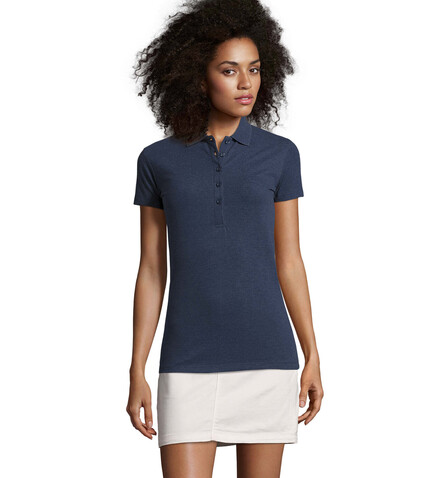 PHOENIX WOMEN ELASTANE POLO - Heather Denim bedrucken, Art.-Nr. S01709-HD-M