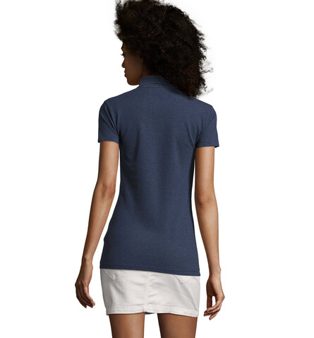PHOENIX WOMEN ELASTANE POLO - Heather Denim bedrucken, Art.-Nr. S01709-HD-M