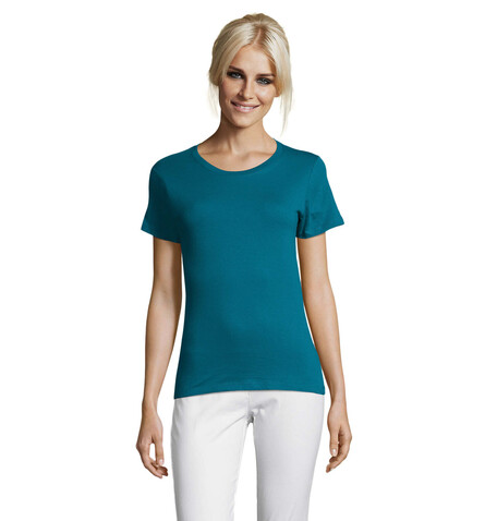 REGENT DAMENT-SHIRT 150g - Entenblau bedrucken, Art.-Nr. S01825-DU-XL