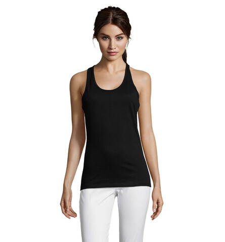 JUSTIN DAMEN TANK TOP 150g - Deep Black bedrucken, Art.-Nr. S01826-DB-L
