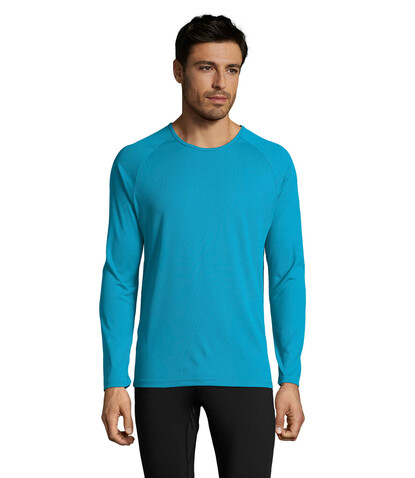 SPORTY LSL MEN T-SHIRT - Aqua bedrucken, Art.-Nr. S02071-AQ-3XL