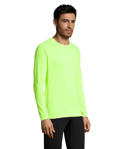 SPORTY LSL MEN T-SHIRT - Neon Yellow bedrucken, Art.-Nr. S02071-NE-S