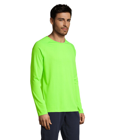 SPORTY LSL MEN T-SHIRT - Neon Green bedrucken, Art.-Nr. S02071-NG-L