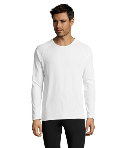 SPORTY LSL MEN T-SHIRT - White bedrucken, Art.-Nr. S02071-WH-L SPORTY LSL MEN T-SHIRT - White bedrucken, Art.-Nr. S02071-WH-L