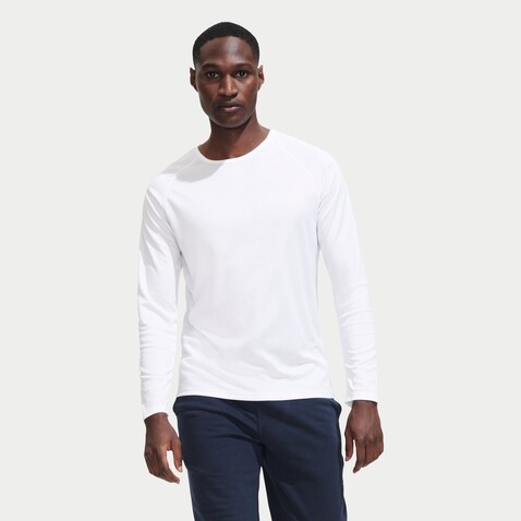 SPORTY LSL MEN T-SHIRT - White bedrucken, Art.-Nr. S02071-WH-L SPORTY LSL MEN T-SHIRT - White bedrucken, Art.-Nr. S02071-WH-L