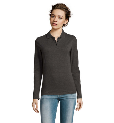 PERFECT DAMEN LSL POLO 180 - Charcoal Melange bedrucken, Art.-Nr. S02083-CE-3XL PERFECT DAMEN LSL POLO 180 - Charcoal Melange bedrucken, Art.-Nr. S02083-CE-3XL