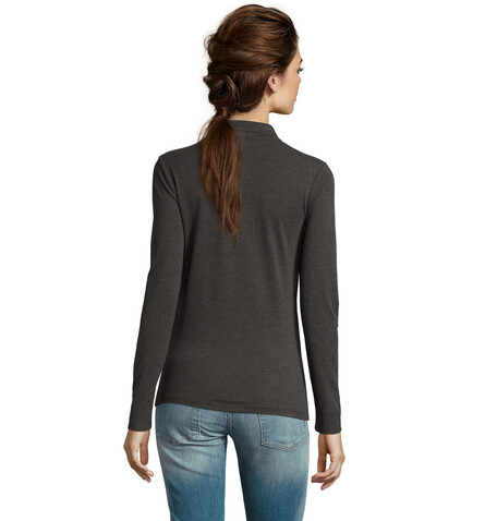 PERFECT DAMEN LSL POLO 180 - Charcoal Melange bedrucken, Art.-Nr. S02083-CE-3XL PERFECT DAMEN LSL POLO 180 - Charcoal Melange bedrucken, Art.-Nr. S02083-CE-3XL