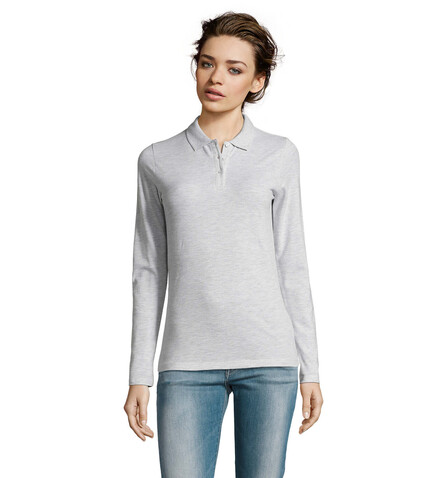 PERFECT DAMEN LSL POLO 180 - Ash bedrucken, Art.-Nr. S02083-AS-XL PERFECT DAMEN LSL POLO 180 - Ash bedrucken, Art.-Nr. S02083-AS-XL