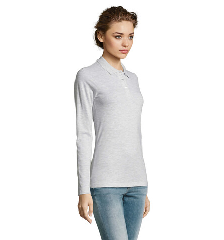 PERFECT DAMEN LSL POLO 180 - Ash bedrucken, Art.-Nr. S02083-AS-XL PERFECT DAMEN LSL POLO 180 - Ash bedrucken, Art.-Nr. S02083-AS-XL