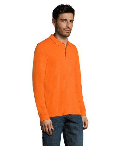 PERFECT MEN LSL POLO 180g - Orange bedrucken, Art.-Nr. S02087-OR-L