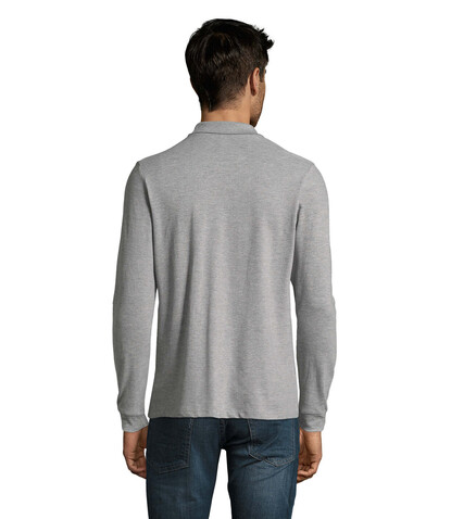 PERFECT MEN LSL POLO 180g - Grau-Melange 2 bedrucken, Art.-Nr. S02087-GY-4XL