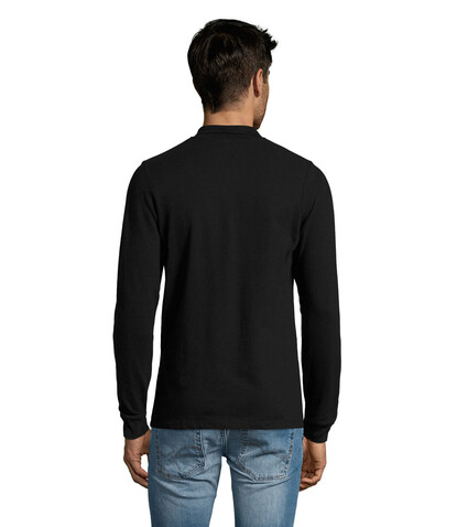PERFECT MEN LSL POLO 180g - Schwarz bedrucken, Art.-Nr. S02087-BK-XL